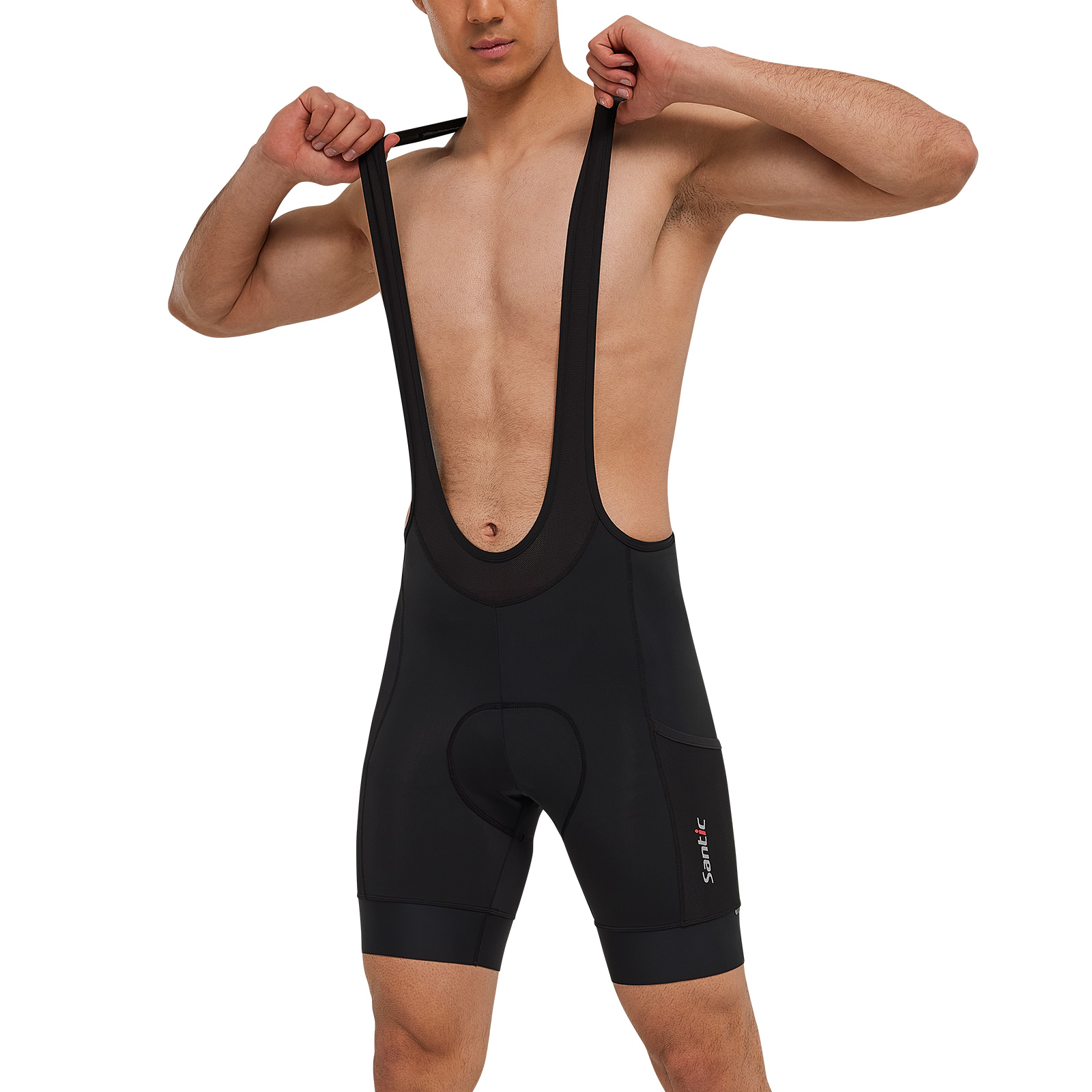 Race Bib - Santic ผู้ชายกางเกงขาสั้นขี่จักรยาน 4D เบาะ Padding ขี่จักรยานด้านล่างกางเกงขาสั้นยาวระยะทาง