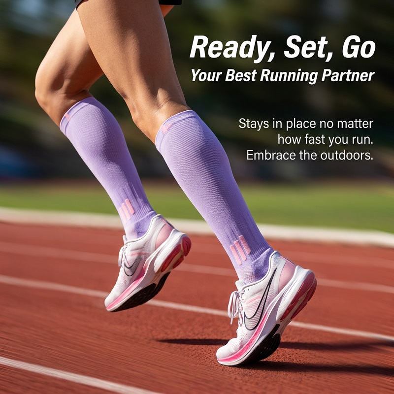 Sports Socks - ถุงเท้ายาวสำหรับออกกำลังกายฤดูร้อนสำหรับผู้หญิง 1/6 คู่ ถุงเท้าโยคะแบบยาว ช่วยกระชับขา ลดแรงกดทับ