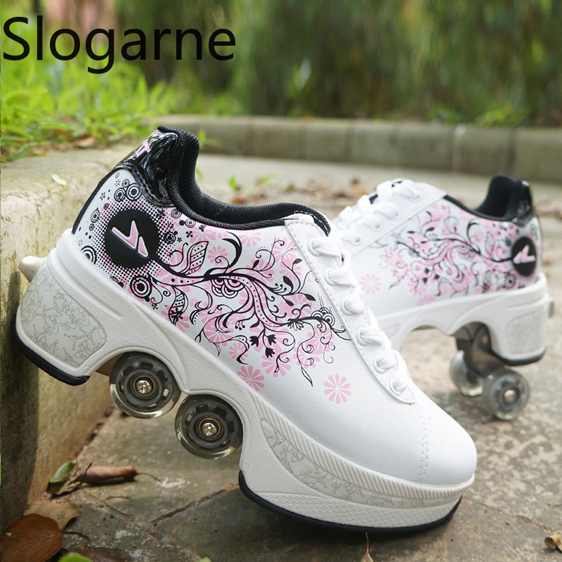 รองเท้าสเก็ตแบบมีล้อ 4 ล้อ สำห - Running Shoes Women บทวิจารณ์และราคา